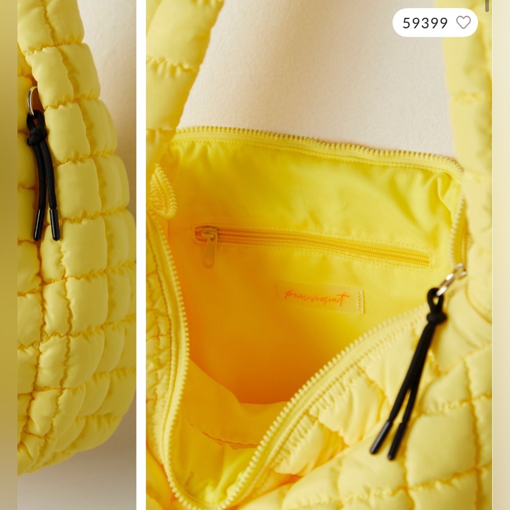 NWT Free People FP Movement Quilted Carryall Bag - sour citrus yellow - One Size - Picture 6 of 8